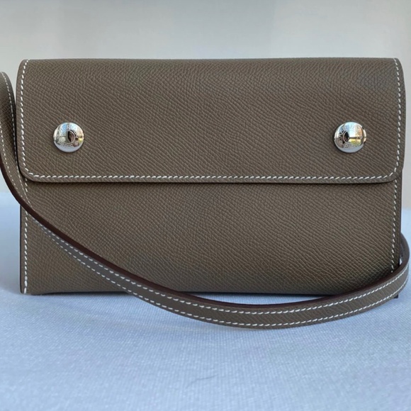 Hermes Handbags - Authentic HERMES Epsom Hermesnap Wallet Etoupe